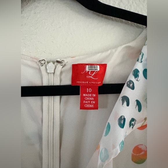 Monique Lhuillier White Dress with Colorful Patterns - Picture 4 of 6